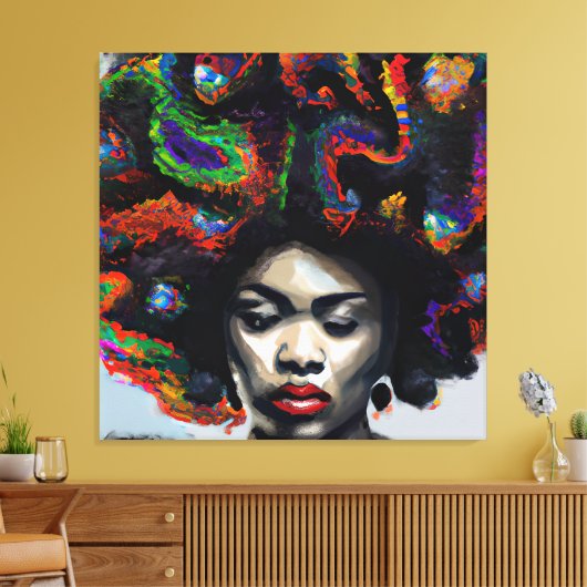 Touch nicht meine Haare schwarze Melanin Afro Quee Leinwanddruck (Insitu (Wohnzimmer))