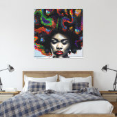 Touch nicht meine Haare schwarze Melanin Afro Quee Leinwanddruck (Insitu (Schlafzimmer))