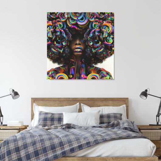 Touch nicht meine Haare schwarze Melanin Afro Quee Leinwanddruck (Insitu (Schlafzimmer))