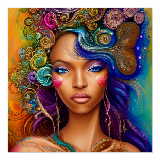 Touch nicht meine Haare schwarze Melanin Afro Quee Poster (Vorderseite)