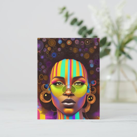 Touch nicht meine Haare schwarze Melanin Afro Quee Postkarte (Stehend Vorderseite)