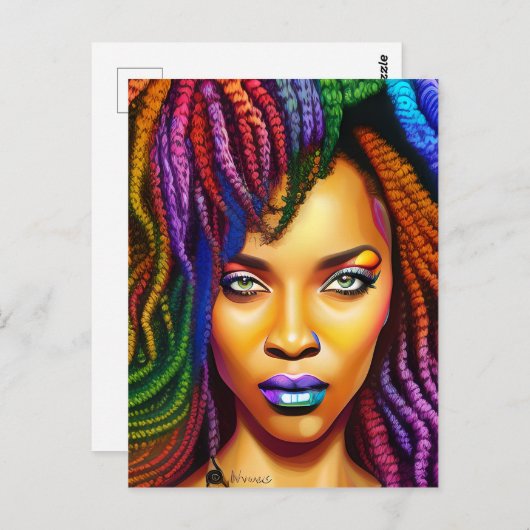 Touch nicht meine Haare schwarze Melanin Afro Quee Postkarte (Vorne/Hinten)