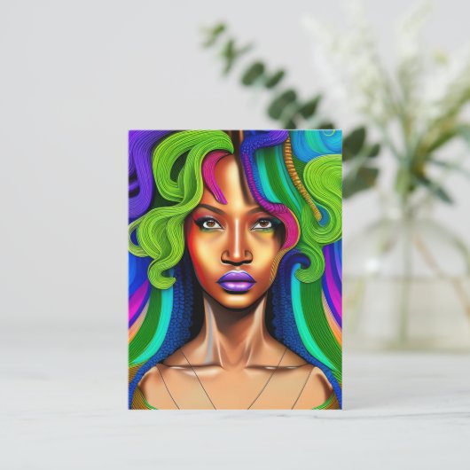 Touch nicht meine Haare schwarze Melanin Afro Quee Postkarte (Stehend Vorderseite)