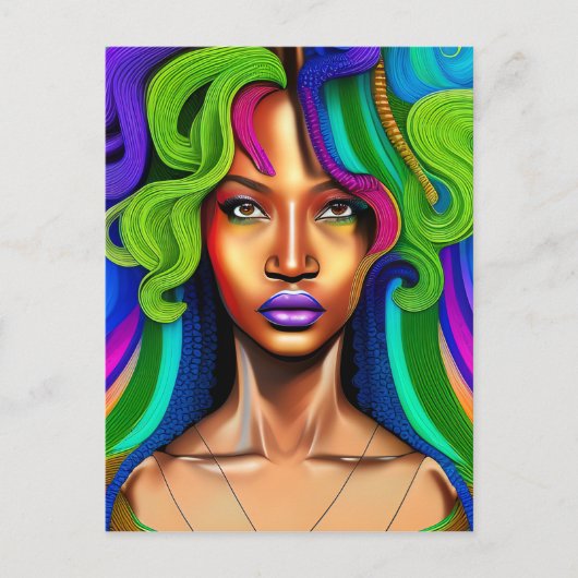 Touch nicht meine Haare schwarze Melanin Afro Quee Postkarte (Vorderseite)