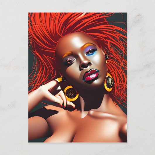 Touch nicht meine Haare schwarze Melanin Afro Quee Postkarte (Vorderseite)