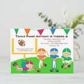 Touch Nieder! Fußball-Team Geburtstag Einladung (Stehend Vorderseite)