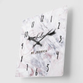 Touch Rose Marmorsäge Salon Personalisiert Quadratische Wanduhr (Winkel)