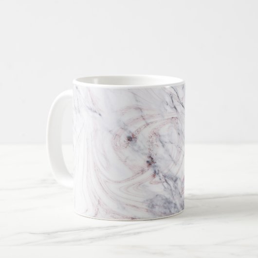 Touch Rose Weiß & Grau Marmor Swirl Chic Party Kaffeetasse (Vorderseite Links)