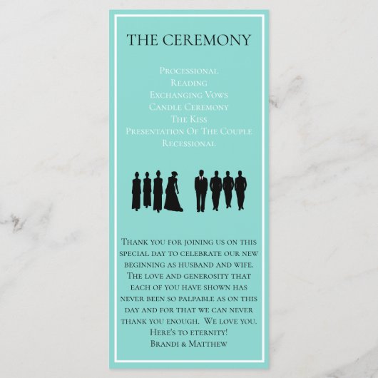 Touch Silver Wedding Suite Brautparty Zeremonie Programm (Rückseite)