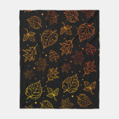 Touch von Elegance Copper-Blätter auf Schwarz Fleecedecke (Vorderseite)
