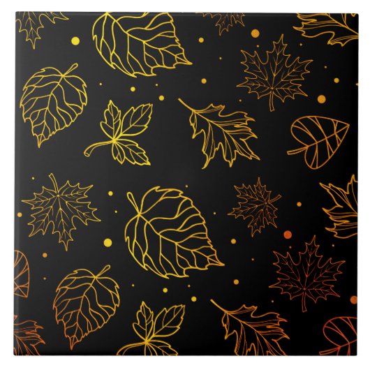 Touch von Elegance Copper-Blätter auf Schwarz Fliese (Vorderseite)