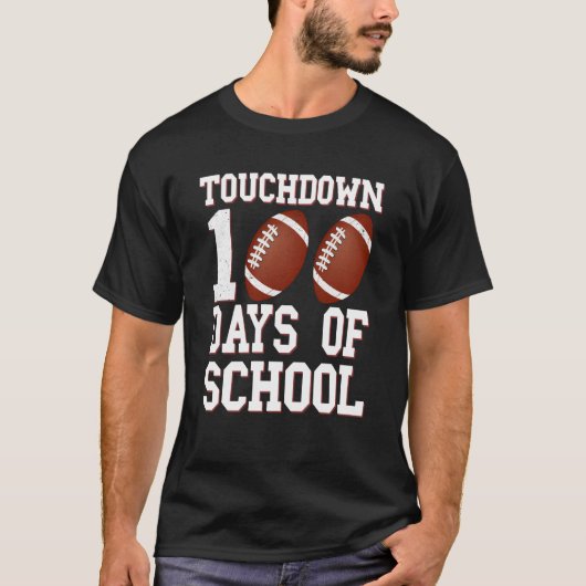 Touchdown 100 Days Of School Football 100th Day Bo T-Shirt (Vorderseite)