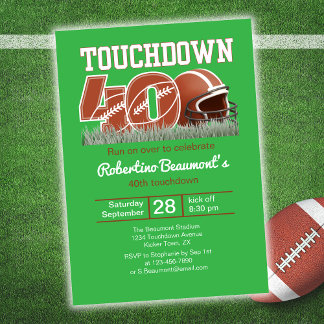 Touchdown 40 Funny Football 40. Geburtstag Einladung