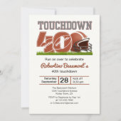 Touchdown 40 Funny Football 40. Geburtstag Einladung (Vorderseite)