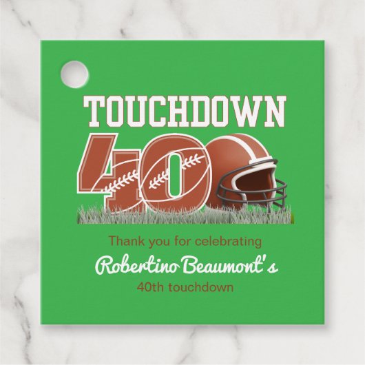 Touchdown 40 Funny Football 40. Geburtstag Geschenkanhänger (Vorderseite)
