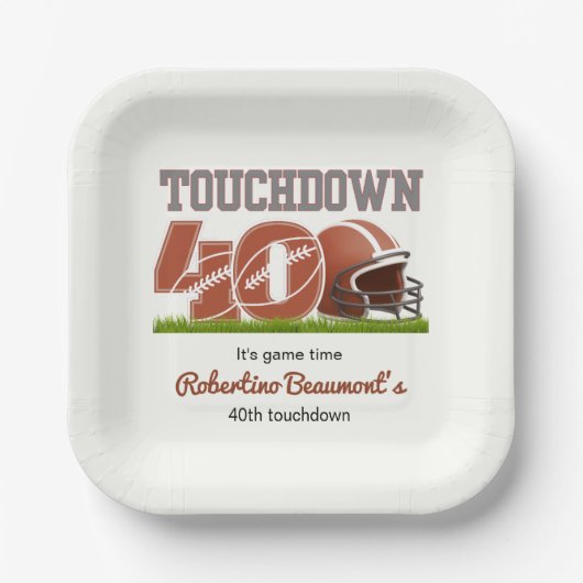 Touchdown 40 Funny Football 40. Geburtstag Pappteller (Vorderseite)