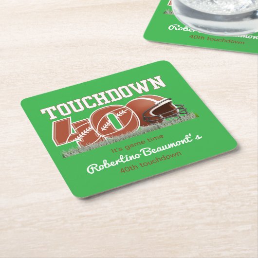 Touchdown 40 Funny Football 40. Geburtstag Rechteckiger Pappuntersetzer (angewinkelt)
