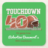 Touchdown 40 Funny Football 40. Geburtstag Rechteckiger Pappuntersetzer (Vorderseite)