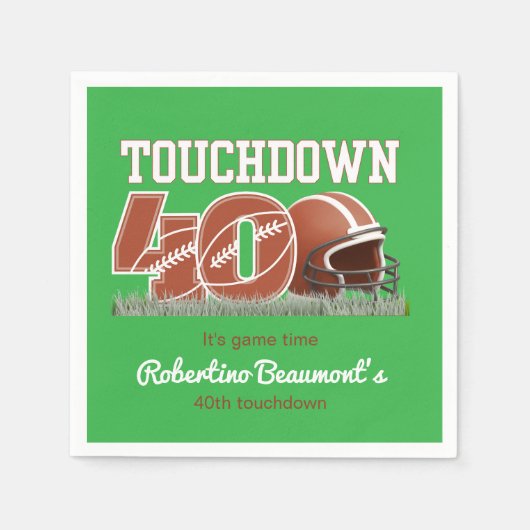 Touchdown 40 Funny Football 40. Geburtstag Serviette (Vorderseite)