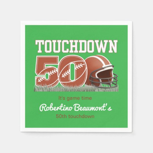 Touchdown 50 Funny Football 50. Geburtstag Serviette (Vorderseite)