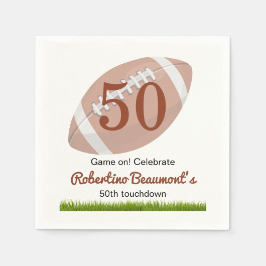 Touchdown 50 Funny Football 50. Geburtstag Serviette (Vorderseite)