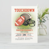 Touchdown 50 Vintag Football 50. Geburtstag Einladung (Stehend Vorderseite)