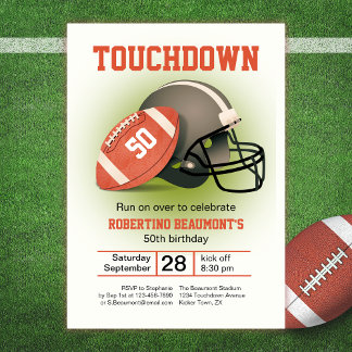 Touchdown 50 Vintag Football 50. Geburtstag Einladung