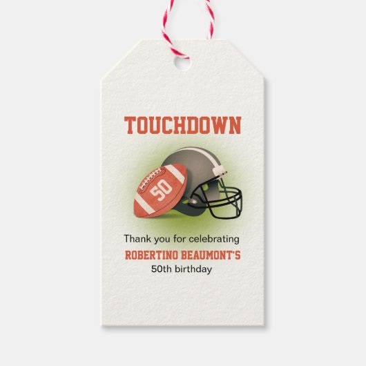 Touchdown 50 Vintag Football 50. Geburtstag Geschenkanhänger (Vorderseite)