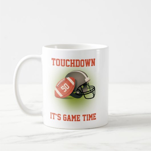 Touchdown 50 Vintag Football 50. Geburtstag Kaffeetasse (Links)
