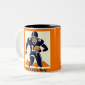 Touchdown American Football Art Deco Graphic Zweifarbige Tasse (Vorderseite Links)