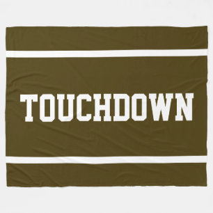 TOUCHDOWN Athletic Brown Sporty Weiße Textstreifen Fleecedecke