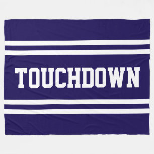 TOUCHDOWN Athletic Navy Weißer Text Rennstreifen Fleecedecke