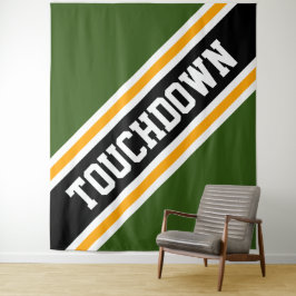 TOUCHDOWN Bold Green Black Yellow Racing Stripes Wandteppich