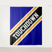 TOUCHDOWN Bold Navy Blue Yellow White Stripes Wandteppich (Vorderseite)