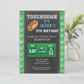 Touchdown Boy Fußball Einladung (Stehend Vorderseite)