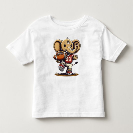 Touchdown Elephant: Cartoon Football Kleinkind T-shirt (Vorderseite)