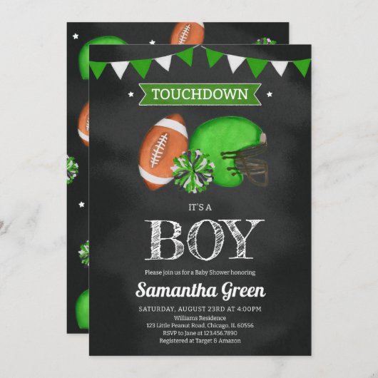 Touchdown Es ist eine Boy Baby Dusche Einladung (Vorne/Hinten)