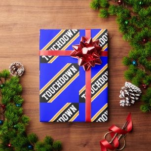 TOUCHDOWN Fette königliche blaue schwarze Fußballs Geschenkpapier