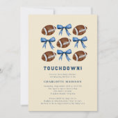 Touchdown Football and Bows Baby Shower Einladung (Vorderseite)