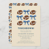 Touchdown Football and Bows Baby Shower Einladung (Vorne/Hinten)