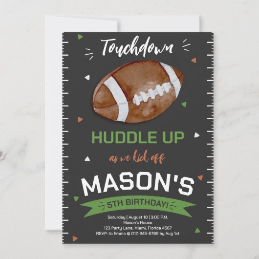 Touchdown Football Geburtstag Einladung (Vorderseite)