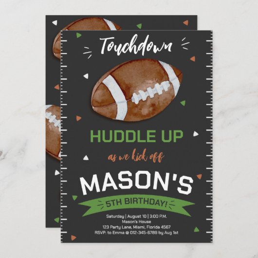 Touchdown Football Geburtstag Einladung (Vorne/Hinten)