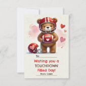 Touchdown Football Teddy Bear Valentine's Day Card Einladung (Vorderseite)