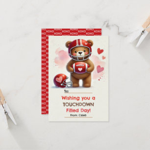 Touchdown Football Teddy Bear Valentine's Day Card Einladung