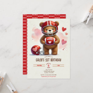 Touchdown Football Teddybär Valentinstag Grußkarte Einladung