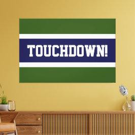 TOUCHDOWN Forest Green White Navy Blue Streifen Leinwanddruck