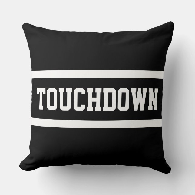 TOUCHDOWN Fun Athletic Sporty Black White Stripes Kissen (Vorderseite)