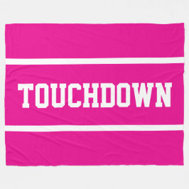 TOUCHDOWN Fun Bright Pink White Football Stripes Fleecedecke