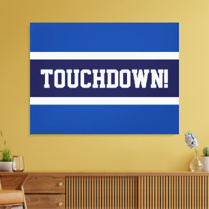 TOUCHDOWN Fun Navy Fett Blue White Gray Streifen Leinwanddruck