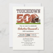 Touchdown Fünfzig Lustiger Fußball 50. Geburtstag Einladung (Vorderseite)